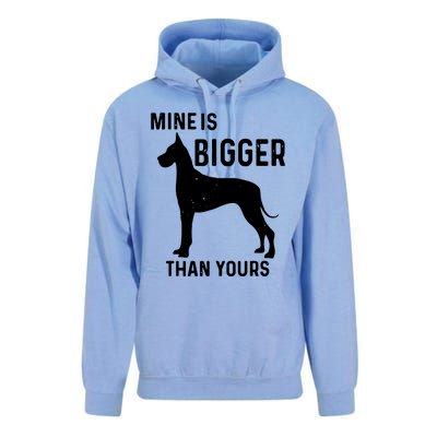 Mine Is Bigger Than Yours Funny Great Vintage Dane Dog Unisex Surf Hoodie