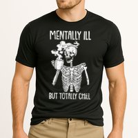 Mentally Ill But Totally Chill Skeleton Funny Cooling Performance Crew T-Shirt