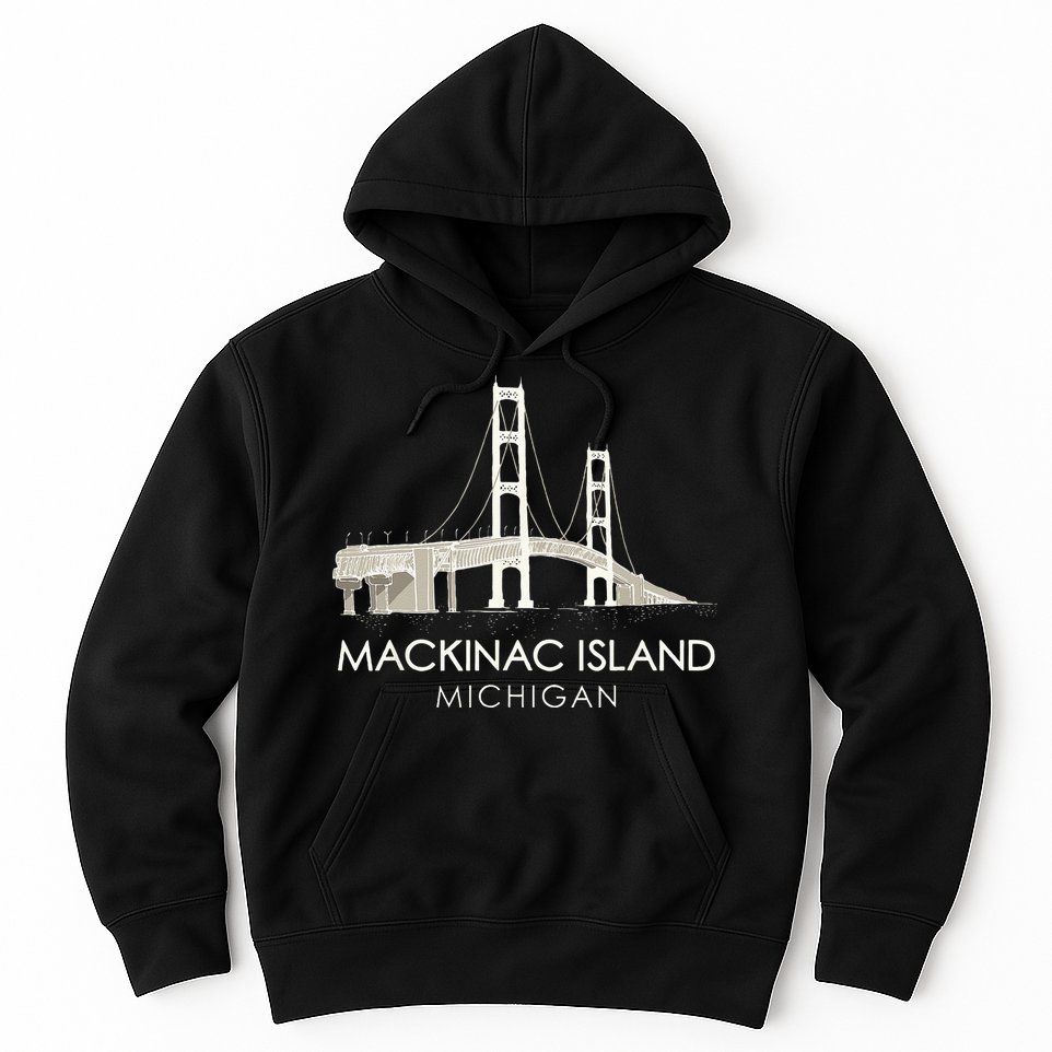 Mackinac Island Bridge Michigan Great Lakes Huron Ferry Trip Hoodie