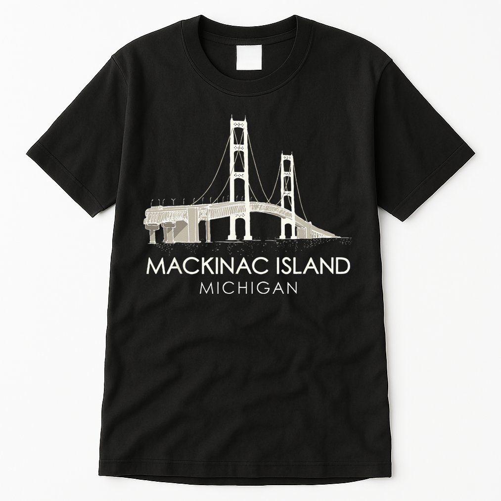 Mackinac Island Bridge Michigan Great Lakes Huron Ferry Trip Tall T-Shirt