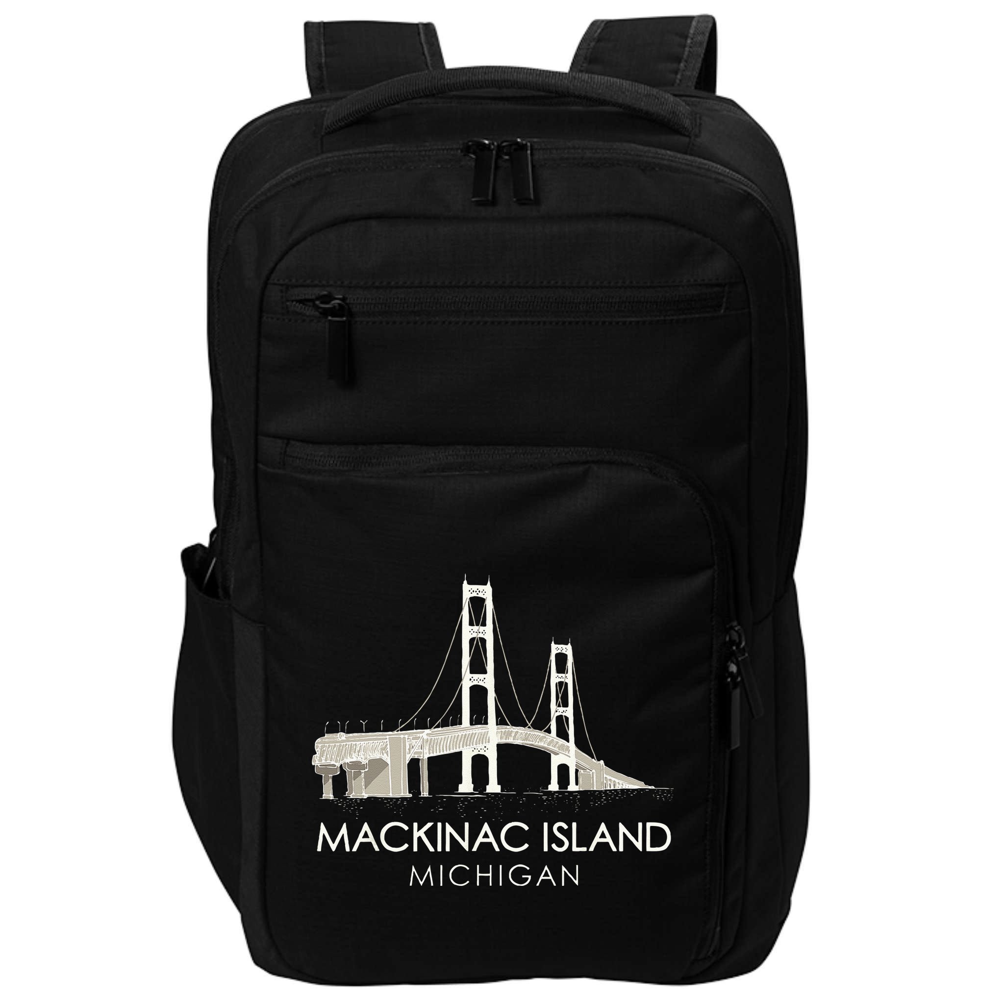Mackinac Island Bridge Michigan Great Lakes Huron Ferry Trip Impact Tech Backpack