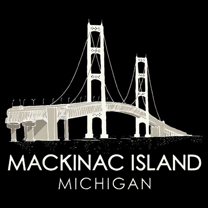 Mackinac Island Bridge Michigan Great Lakes Huron Ferry Trip Drawstring Bag