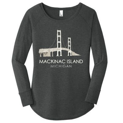 Mackinac Island Bridge Michigan Great Lakes Huron Ferry Trip Women's Perfect Tri Tunic Long Sleeve Shirt