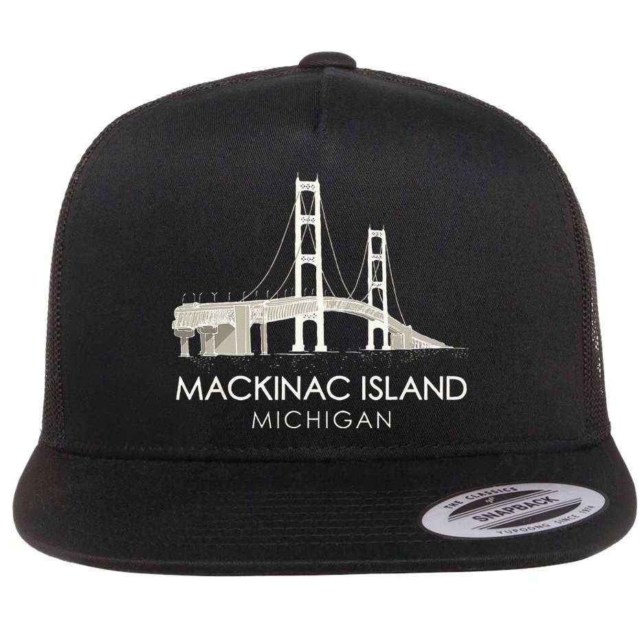 Mackinac Island Bridge Michigan Great Lakes Huron Ferry Trip Flat Bill Trucker Hat