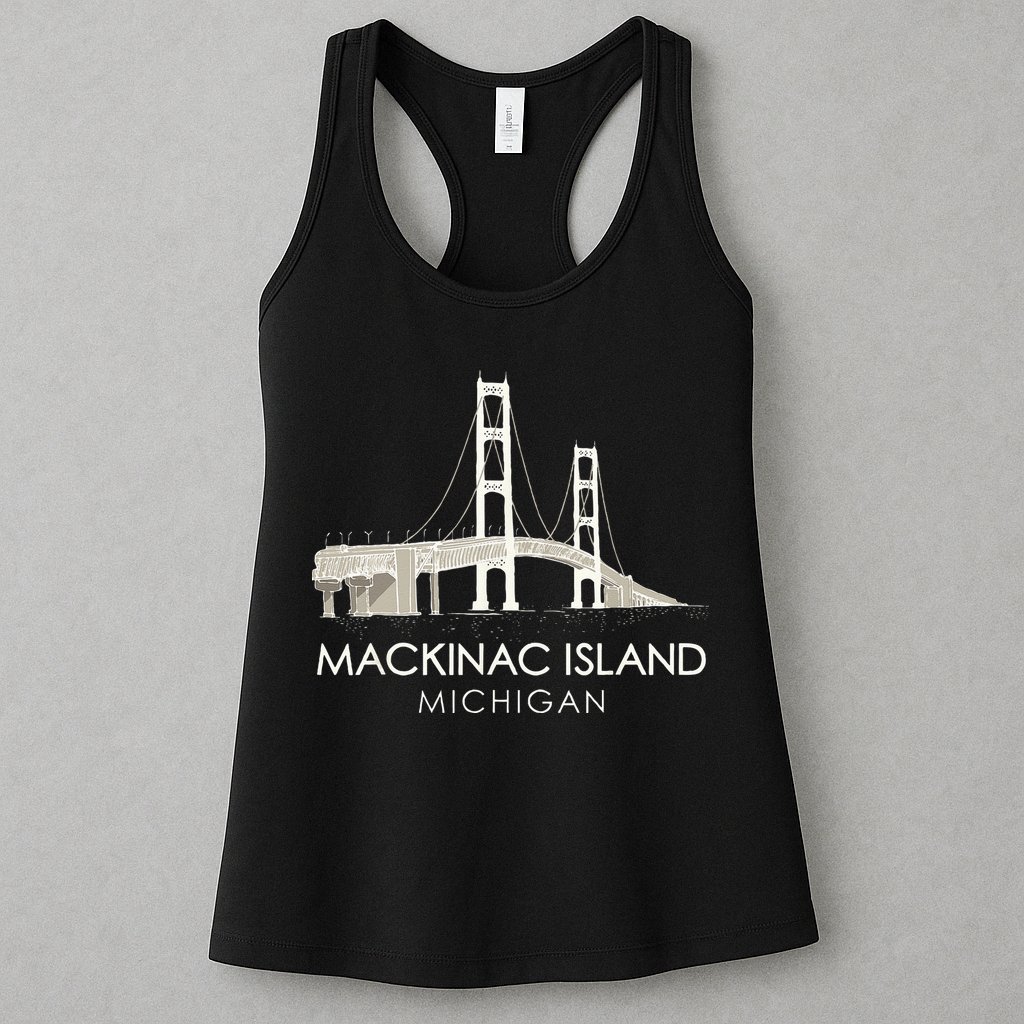 Mackinac Island Bridge Michigan Great Lakes Huron Ferry Trip Womens Tank Top