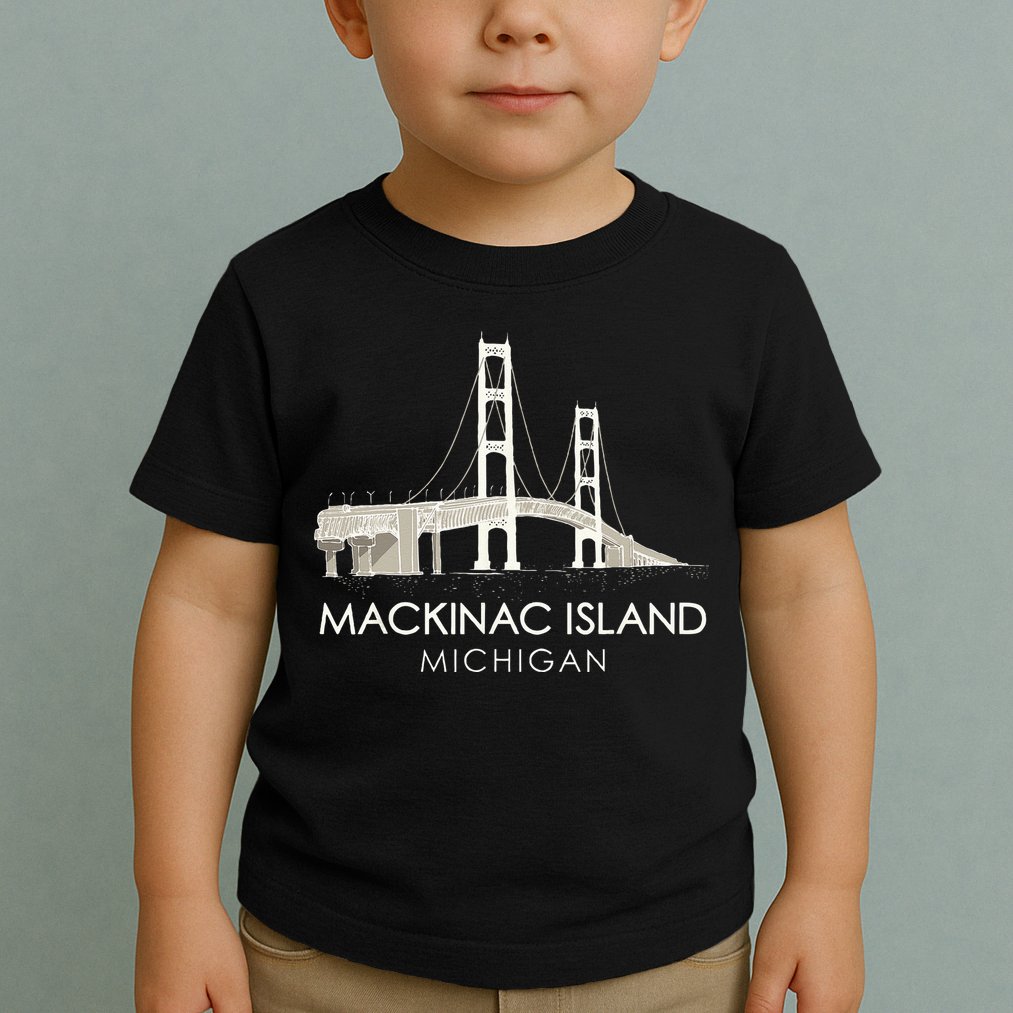 Mackinac Island Bridge Michigan Great Lakes Huron Ferry Trip Toddler T-Shirt