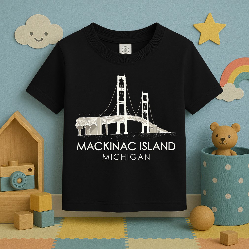 Mackinac Island Bridge Michigan Great Lakes Huron Ferry Trip Toddler T-Shirt