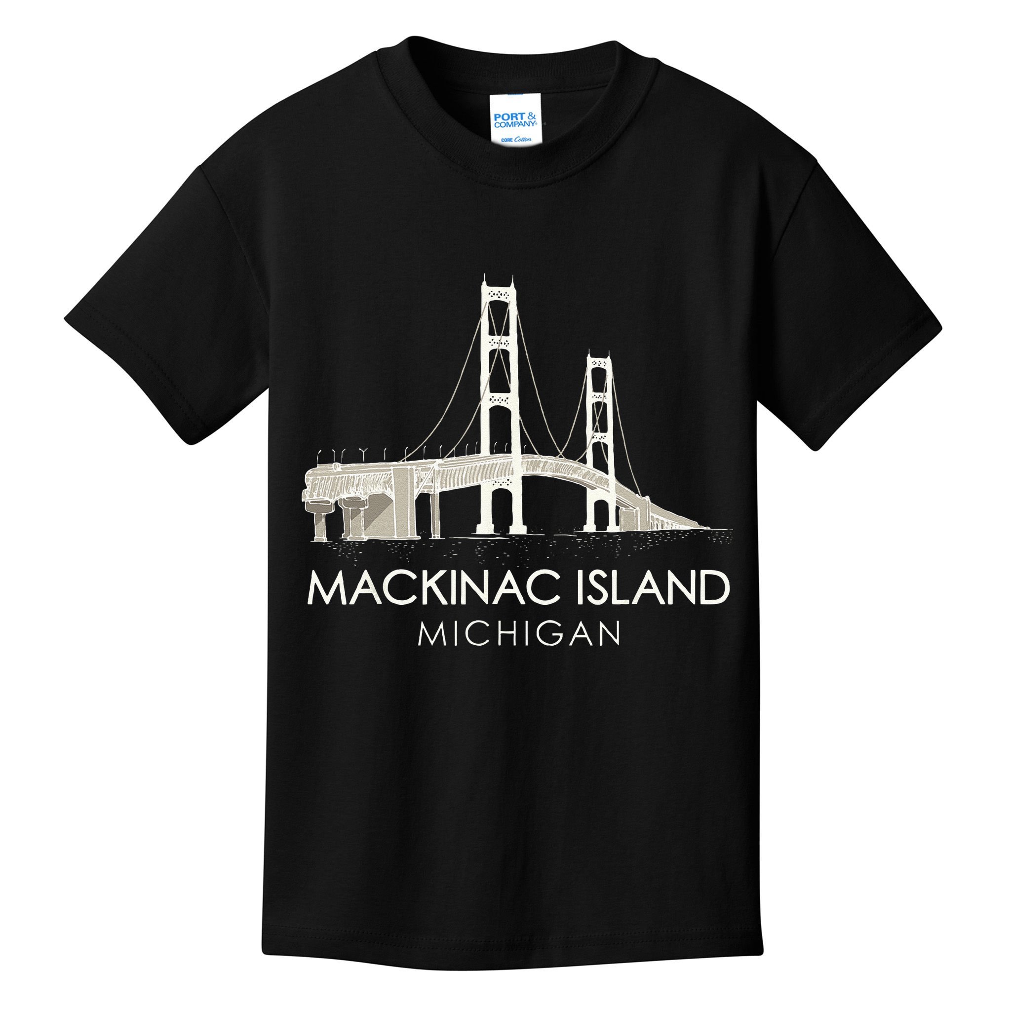Mackinac Island Bridge Michigan Great Lakes Huron Ferry Trip Kids T-Shirt