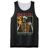 Mentally Ill But Totally Chill Halloween Costume Skeleton Mesh Reversible Basketball Jersey Tank