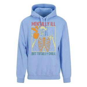 Mentally Ill But Totally Chill Halloween Costume Skeleton Unisex Surf Hoodie