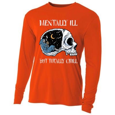 Mentally Ill But Totally Chill Halloween Costume Skeleton Cooling Performance Long Sleeve Crew