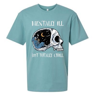 Mentally Ill But Totally Chill Halloween Costume Skeleton Sueded Cloud Jersey T-Shirt