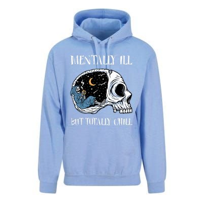 Mentally Ill But Totally Chill Halloween Costume Skeleton Unisex Surf Hoodie