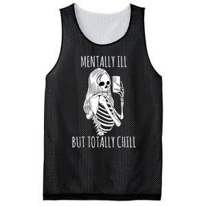 Mentally Ill But Totally Chill Halloween Costume Skeleton Mesh Reversible Basketball Jersey Tank