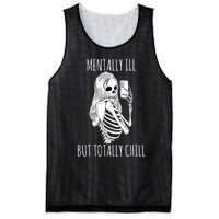 Mentally Ill But Totally Chill Halloween Costume Skeleton Mesh Reversible Basketball Jersey Tank