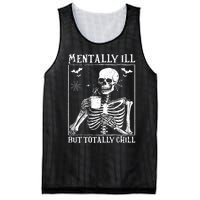 Mentally Ill But Totally Chill Halloween Costume Skeleton Mesh Reversible Basketball Jersey Tank