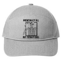 Mentally Ill But Totally Chill Halloween Skeleton Coffee 7-Panel Snapback Hat