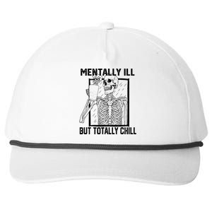 Mentally Ill But Totally Chill Halloween Skeleton Coffee Snapback Five-Panel Rope Hat