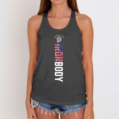 Murph Iron Body Amarilllo American Flag Women's Knotted Racerback Tank