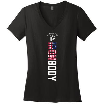 Murph Iron Body Amarilllo American Flag Women's V-Neck T-Shirt