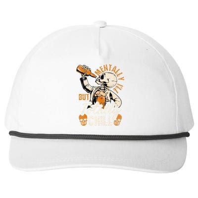 Mentally Ill But Totally Chill Skeleton Halloween Snapback Five-Panel Rope Hat