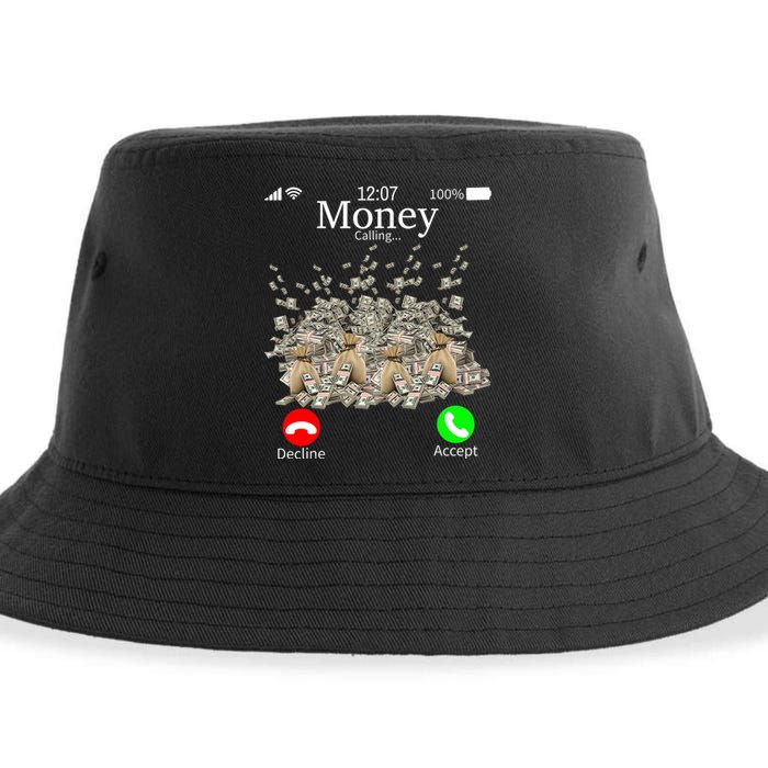 Money Is Calling Cash Funny Business Hustler Sustainable Bucket Hat