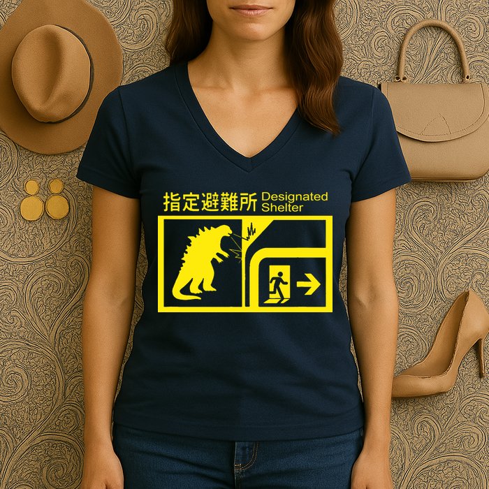 Monsterverse In Case Of Attack Women's V-Neck T-Shirt