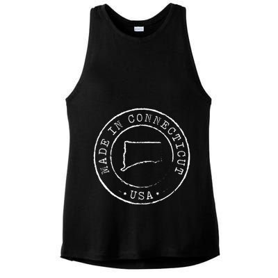 Made In Connecticut State Pride Ct Ladies PosiCharge Tri-Blend Wicking Tank