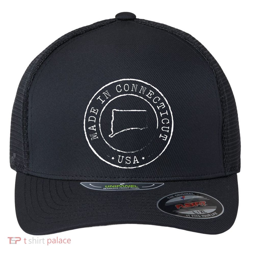 Made In Connecticut State Pride Ct Flexfit Unipanel Trucker Cap