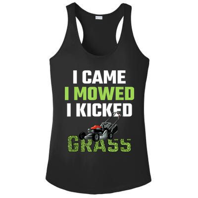 Mens I Came I Mowed I Kicked Grass Funny Lawn Mowing Gardener Ladies PosiCharge Competitor Racerback Tank