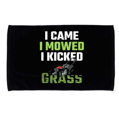 Mens I Came I Mowed I Kicked Grass Funny Lawn Mowing Gardener Microfiber Hand Towel