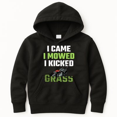 Mens I Came I Mowed I Kicked Grass Funny Lawn Mowing Gardener Kids Hoodie