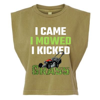 Mens I Came I Mowed I Kicked Grass Funny Lawn Mowing Gardener Garment-Dyed Women's Muscle Tee