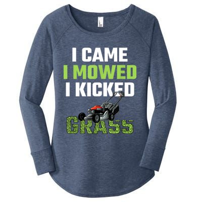 Mens I Came I Mowed I Kicked Grass Funny Lawn Mowing Gardener Women's Perfect Tri Tunic Long Sleeve Shirt