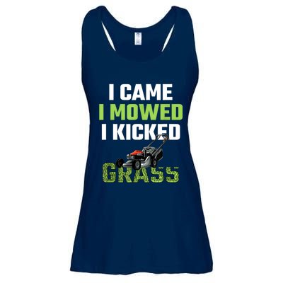 Mens I Came I Mowed I Kicked Grass Funny Lawn Mowing Gardener Ladies Essential Flowy Tank