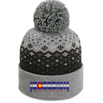 Made In Colorado Barcode Flag The Baniff Cuffed Pom Beanie