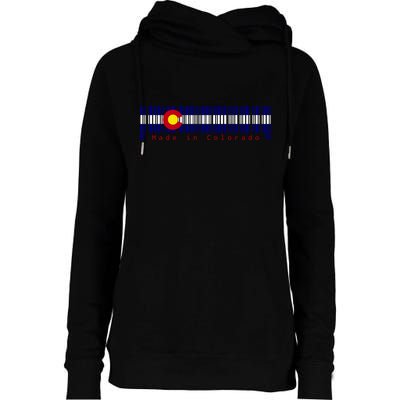 Made In Colorado Barcode Flag Womens Funnel Neck Pullover Hood