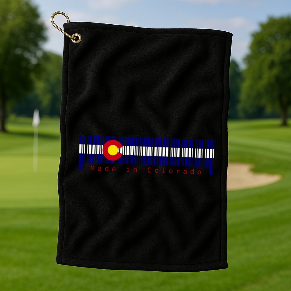 Made In Colorado Barcode Flag Golf Towel