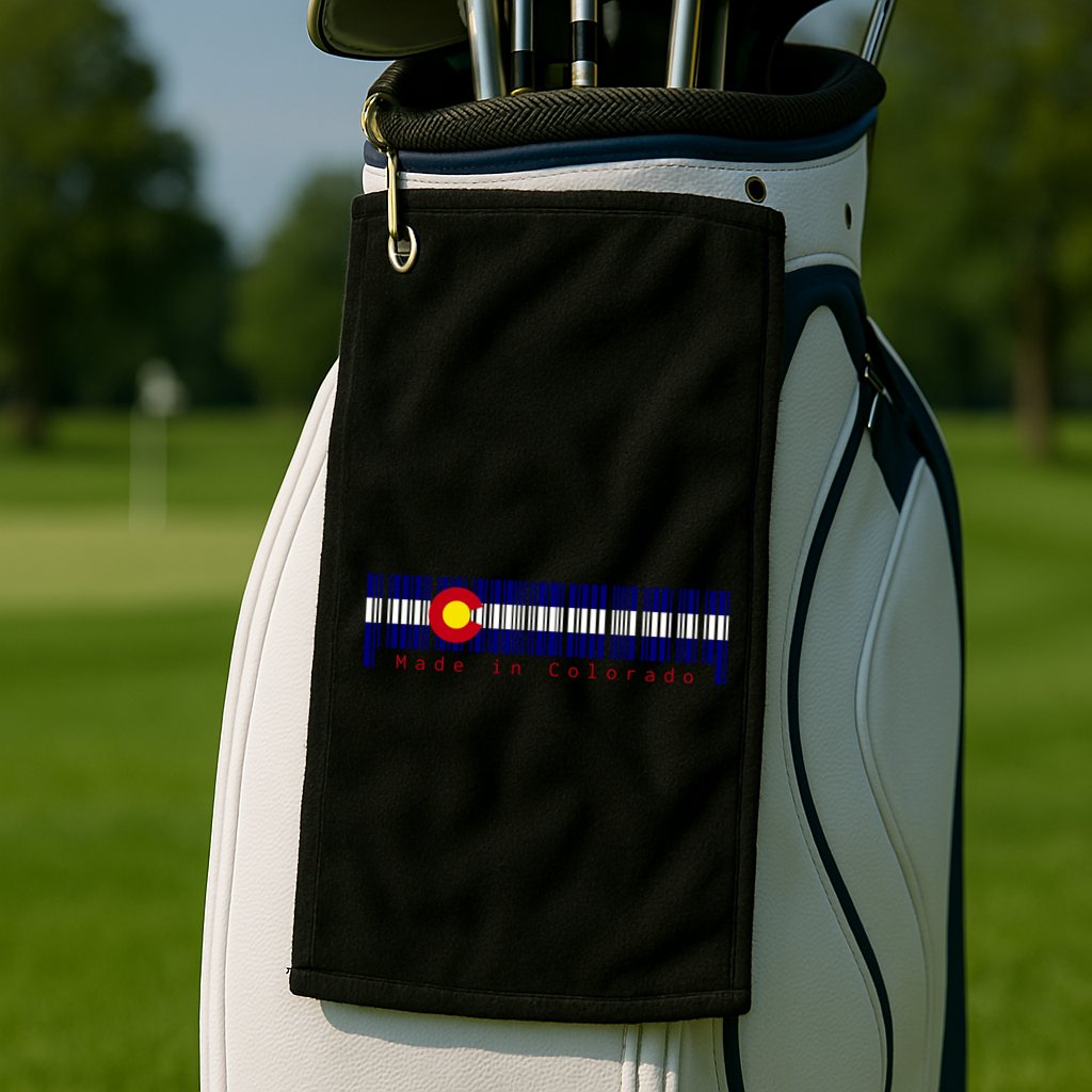 Made In Colorado Barcode Flag Golf Towel