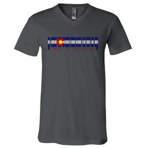 Made In Colorado Barcode Flag V-Neck T-Shirt