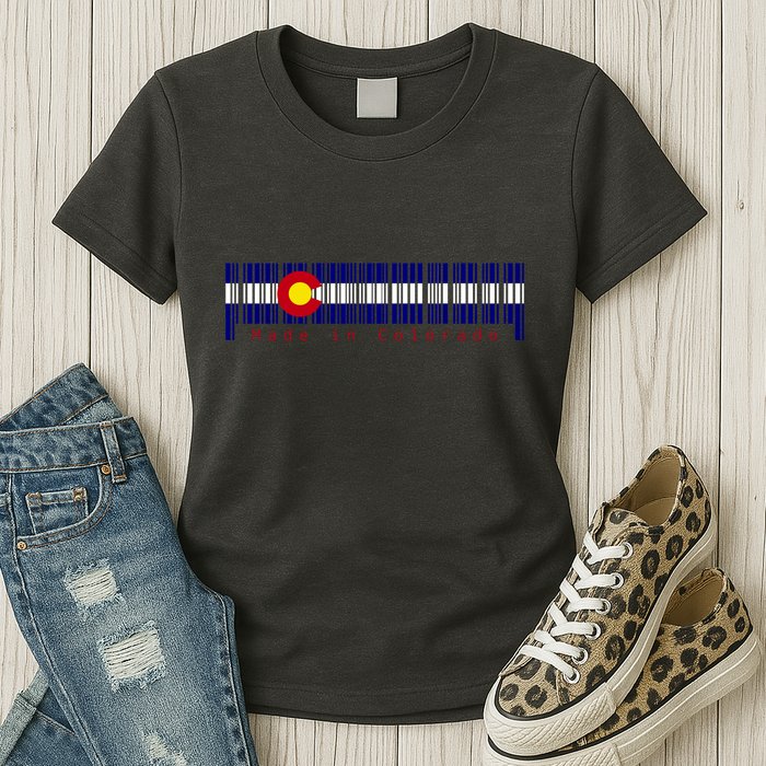 Made In Colorado Barcode Flag Womens T-Shirt