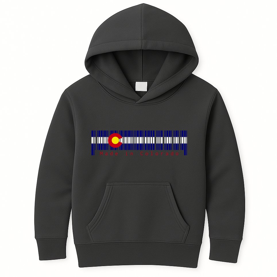 Made In Colorado Barcode Flag Kids Hoodie