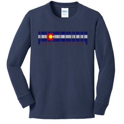 Made In Colorado Barcode Flag Kids Long Sleeve Shirt