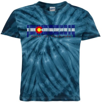 Made In Colorado Barcode Flag Kids Tie-Dye T-Shirt