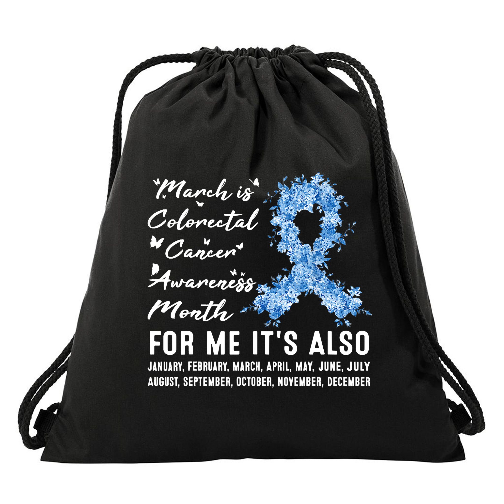 March Is Colorectal Cancer Awareness Month Colon Cancer Drawstring Bag