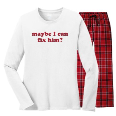 Maybe I Can Fix Him Women's Long Sleeve Flannel Pajama Set 