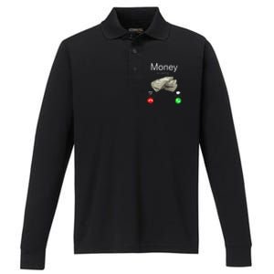 Money Is Calling Cash Funny Business Hustler Performance Long Sleeve Polo