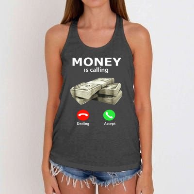 Money Is Calling Cash Funny Business Women's Knotted Racerback Tank