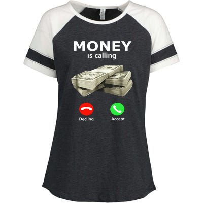 Money Is Calling Cash Funny Business Enza Ladies Jersey Colorblock Tee