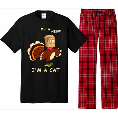 Meow IM Cat Turkey Fake Cat Funny Cat Lover Thanksgiving Tank Top Pajama Set